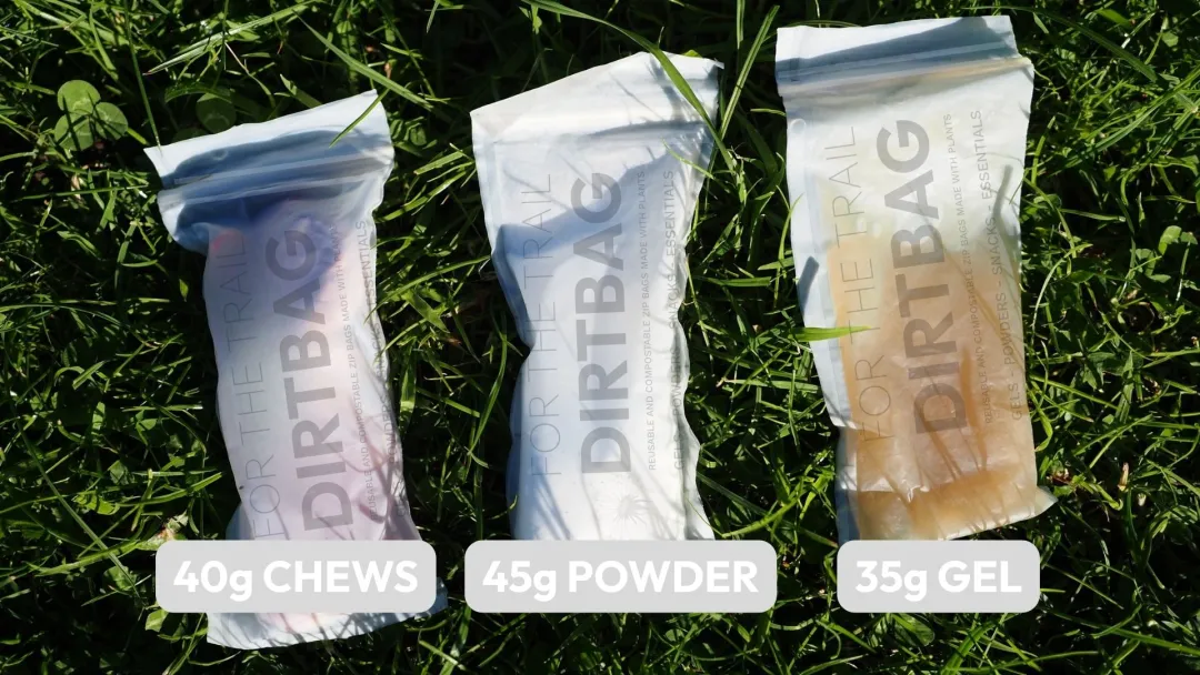 for the trail small dirtbags chews powder gels example