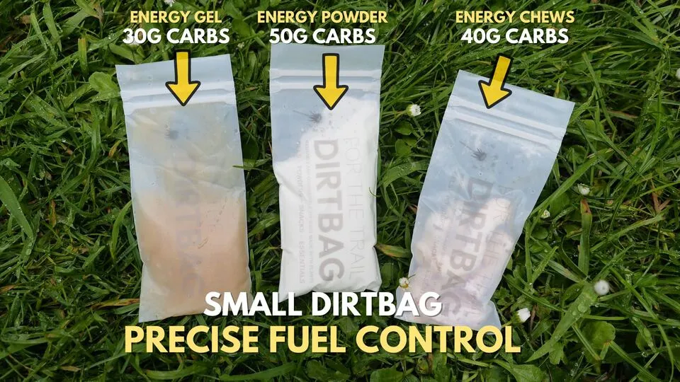 for the trail small dirtbags precise fuel control reusable energy gel chew powder packets