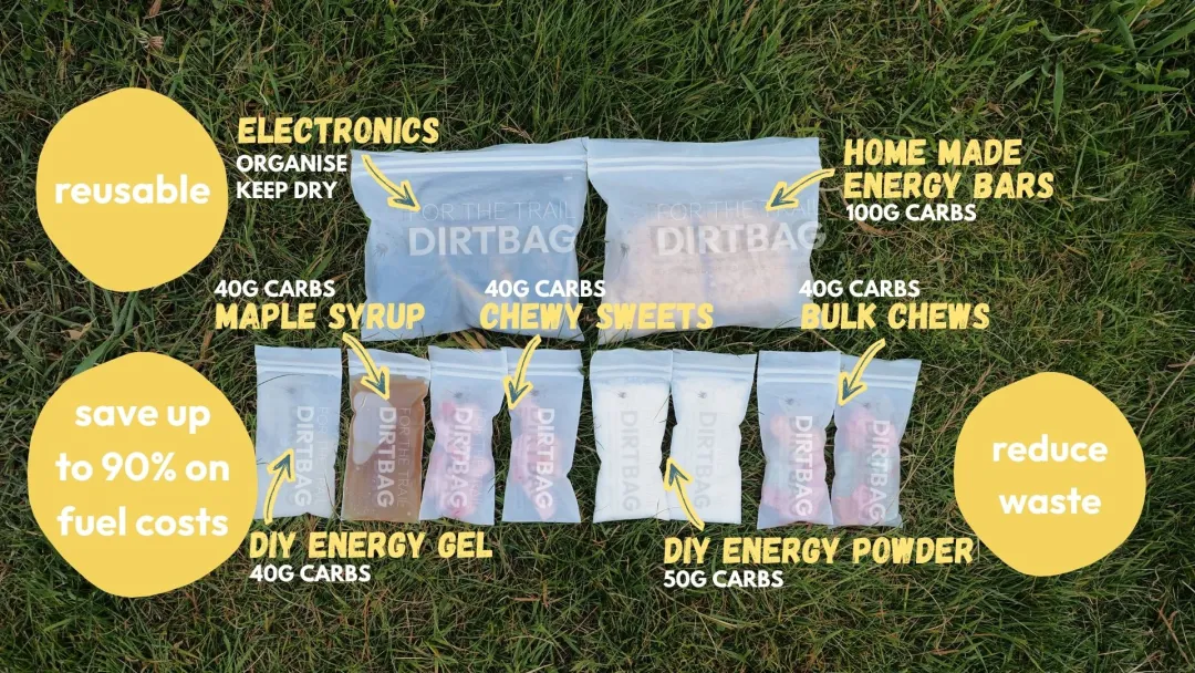 for the trail dirtbags marathon pack large and small bulk and home made fuelling